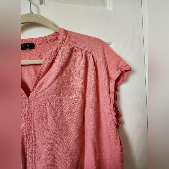 Splendid Coral Pink Suplice Linen Blend Women's Pink Top XXL - Picture 5 of 9